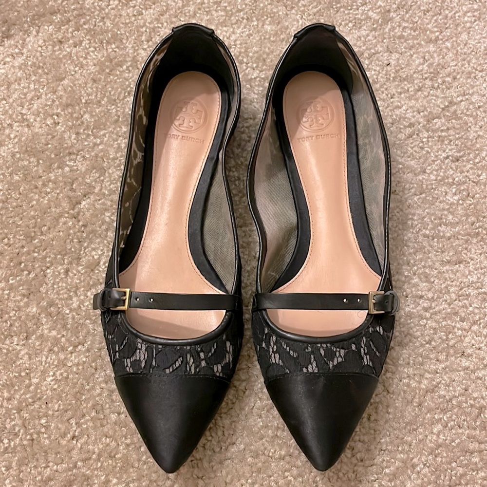 Tory Burch Black Lace Flats